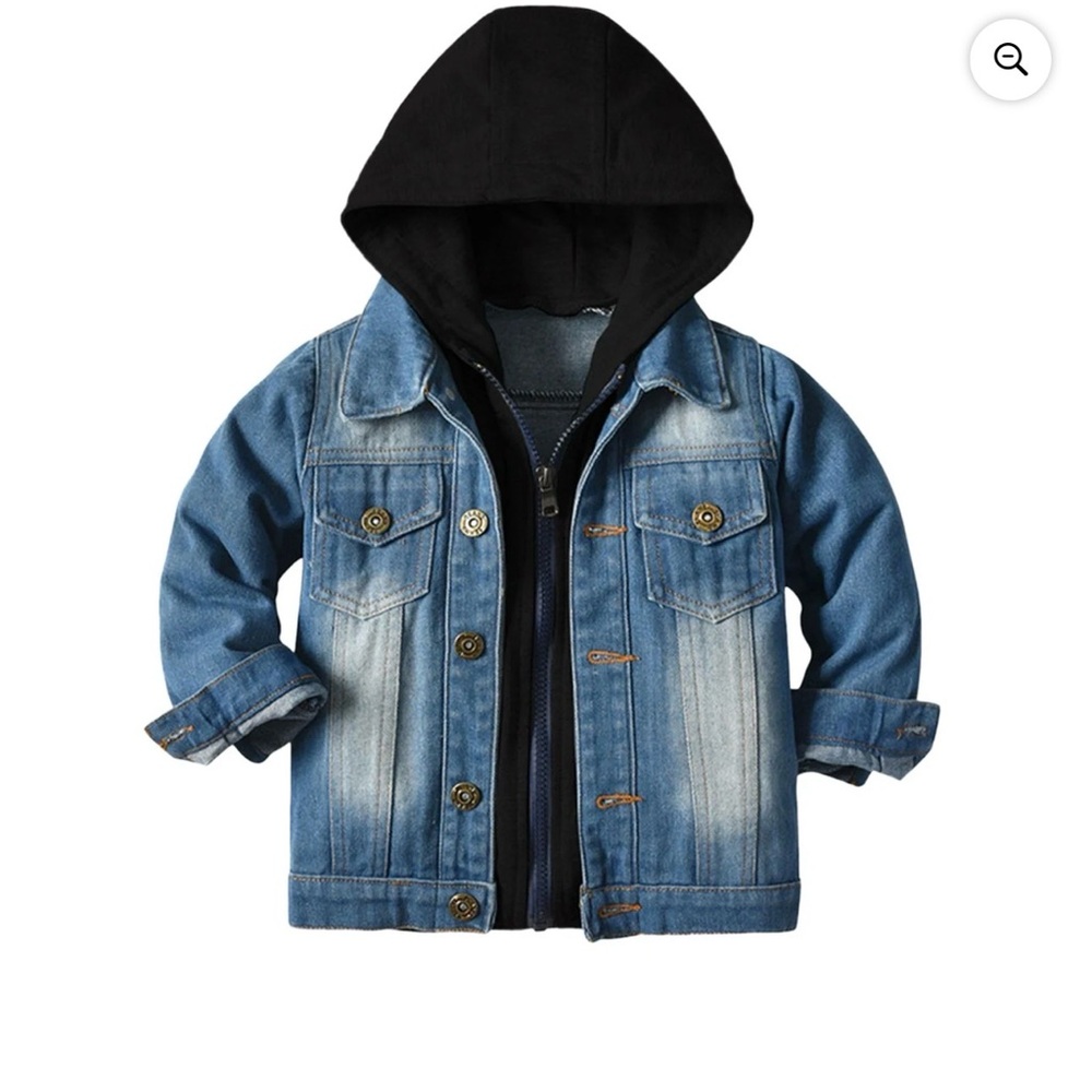 Kids Denim Hooded Jacket - Blue